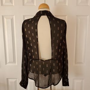 Ark + Co Black and Gold Open back Shirt